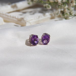 NATURAL AMETHYST  stud earrings , cute studs, stud earring, dainty studs, birthstone jewellery, gift for bridesmaid , mother&#39;s day gift