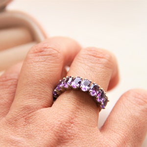 Natural Amethyst Band, Evening Ring, Engagement ring band, Amethyst ring, Purple amethyst, Eternity band, February Birthstone ring, Gemstone