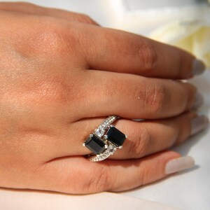 BLACK ONYX RING , wedding ring, engagement ring, sterling silver ring, dainty ring, crystal ring promise ring, black ring , gift for her