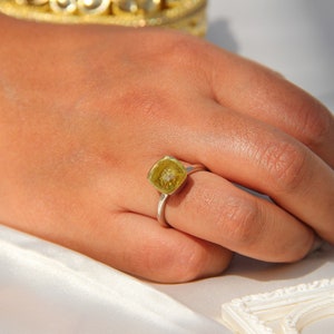 Anel de PRATA OURO VERDE, prata esterlina 925, anel de noivado, presente de aniversário, presente personalizado, anéis delicados, anéis de prata, anel de empilhamento,