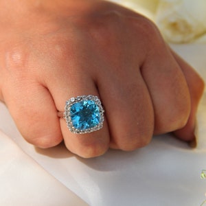 SWISS BLUE TOPAZ ring, wedding ring, engagement ring, cocktail ring, gemstone ring, birthstone ring, sterling silver ring, birthday gift