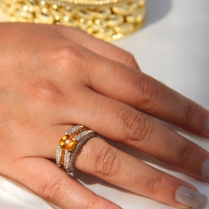 Citrine Ring, 925 Sterling Silver Ring, citrine cluster, Cartier love ring, personalized gift, bridesmaid jewelry set, vintage jewelry, gift