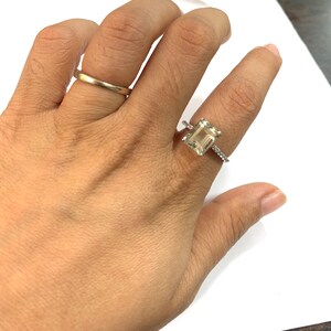 Natural Green Amethyst Ring For Men – Handmade Emerald Cut In Silver, Size 5-12, Customizable Birthstone - View #5
