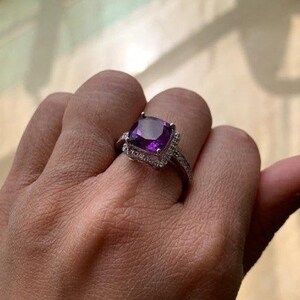 Amethyst Ring, 925 Sterling Silver Ring, Cocktail Ring, February Birthstone, Purple Gemstone, Natural Gems, Engagement Ring, Solitaire Rings