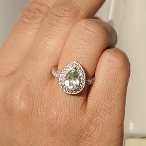 Natural Green Amethyst Ring - sterling Silver Jewelry -  925 Sterling Silver Ring -  Green Amethyst Gemstone - personalized gift - handmade