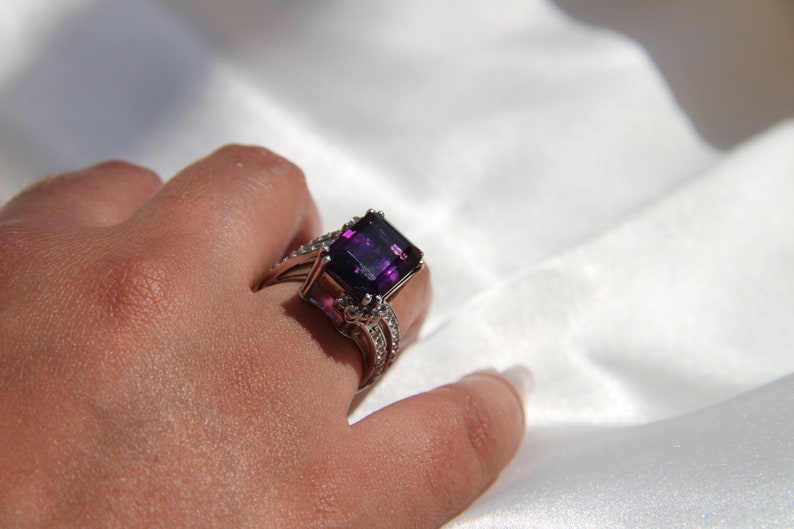statement ring wedding ring birthstone ring engagement ring sterling silver ring wedding ring gemstone ring PURPLE AMETHYST RING