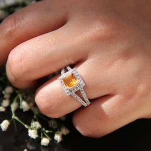 925 silver Citrine Ring - 925 Sterling Silver Ring - Birthstone Citrine Ring - Gift Yellow Ring - Citrine Jewelry - November Birthstone