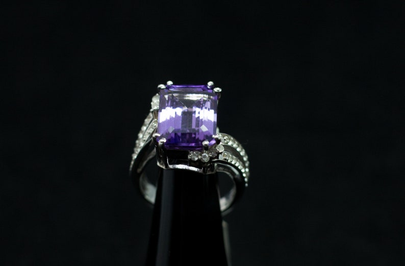 statement ring wedding ring birthstone ring engagement ring sterling silver ring wedding ring gemstone ring PURPLE AMETHYST RING