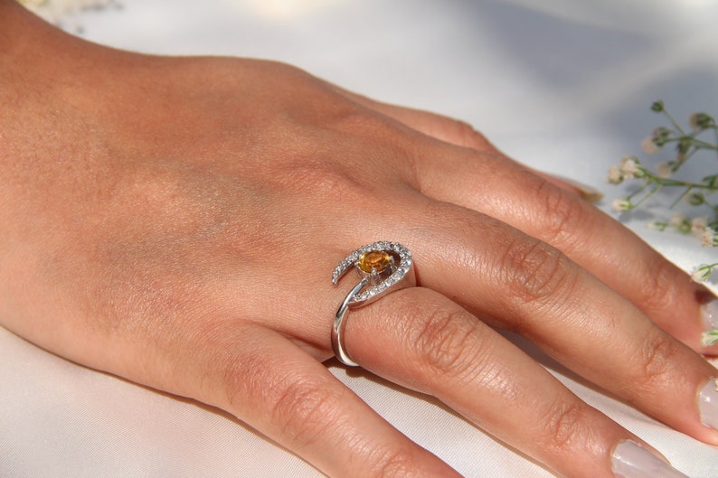 promise ring engagement ring cut promise ring CITRINE MOON RING sterling silver ring silver rings boho ring gift for best friend