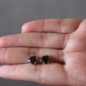 Smoky Quartz Studs, Tiny Post Earrings in Sterling Silver, earrings studs, mystic topaz studs, handmade jewelry, minimalist jewelry, gifts