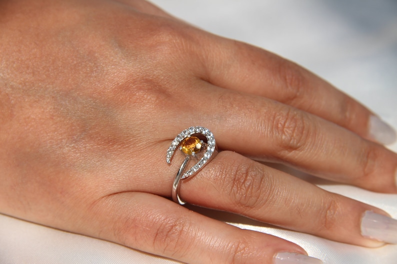 promise ring engagement ring cut promise ring CITRINE MOON RING sterling silver ring silver rings boho ring gift for best friend