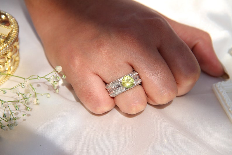 gift for woman,anniversary gift sterling silver ring Peridot RING bridal ring cocktail ring,self gift engagement ring bridal jewellery