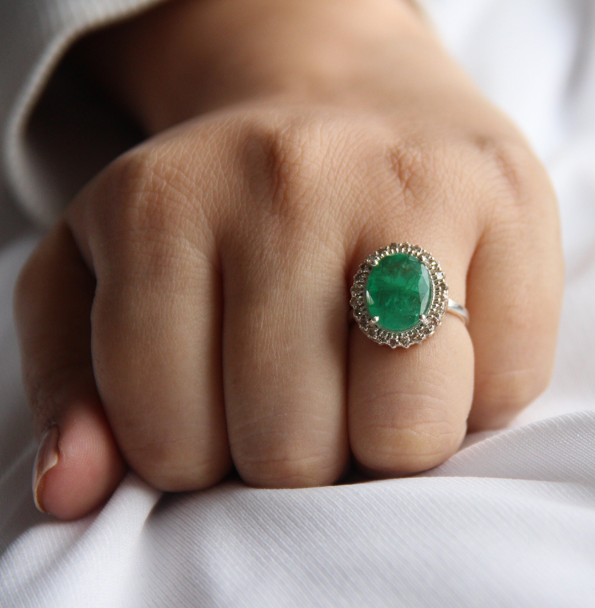 Silver House Shoe Emerald Head Ring 925 アクセサリー