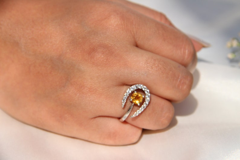 promise ring engagement ring cut promise ring CITRINE MOON RING sterling silver ring silver rings boho ring gift for best friend