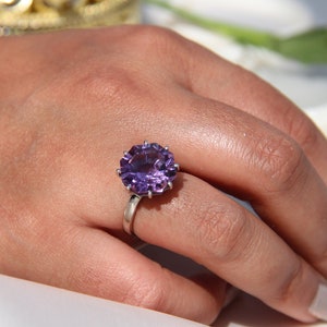 Natural amethyst silver ring, 925 sterling sliver, engagement ring, purple amethyst ring, Gemstone, February birthstone ring, Gift for her