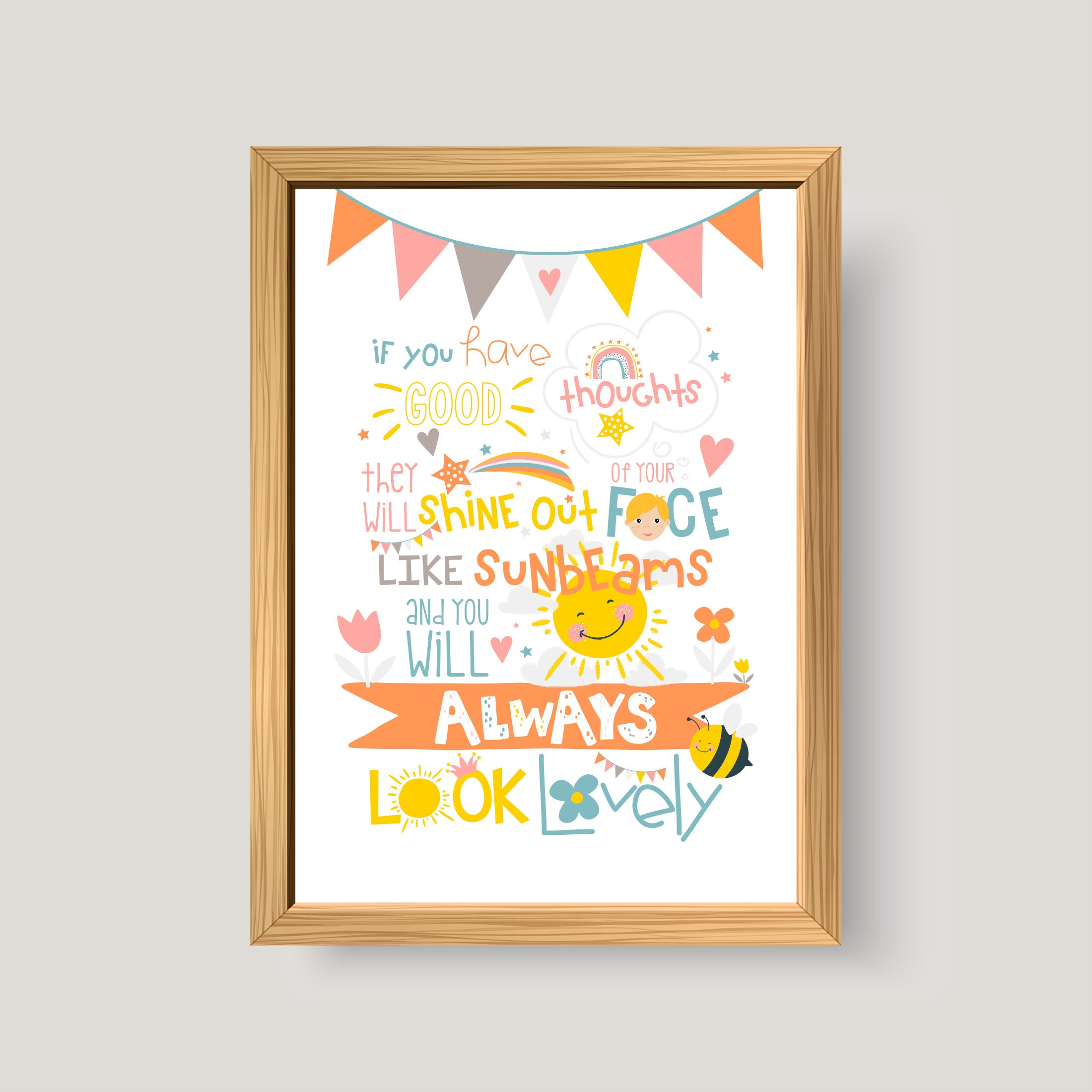 Roald Dahl Sunbeams Quote Good Thoughts Positivity Etsy