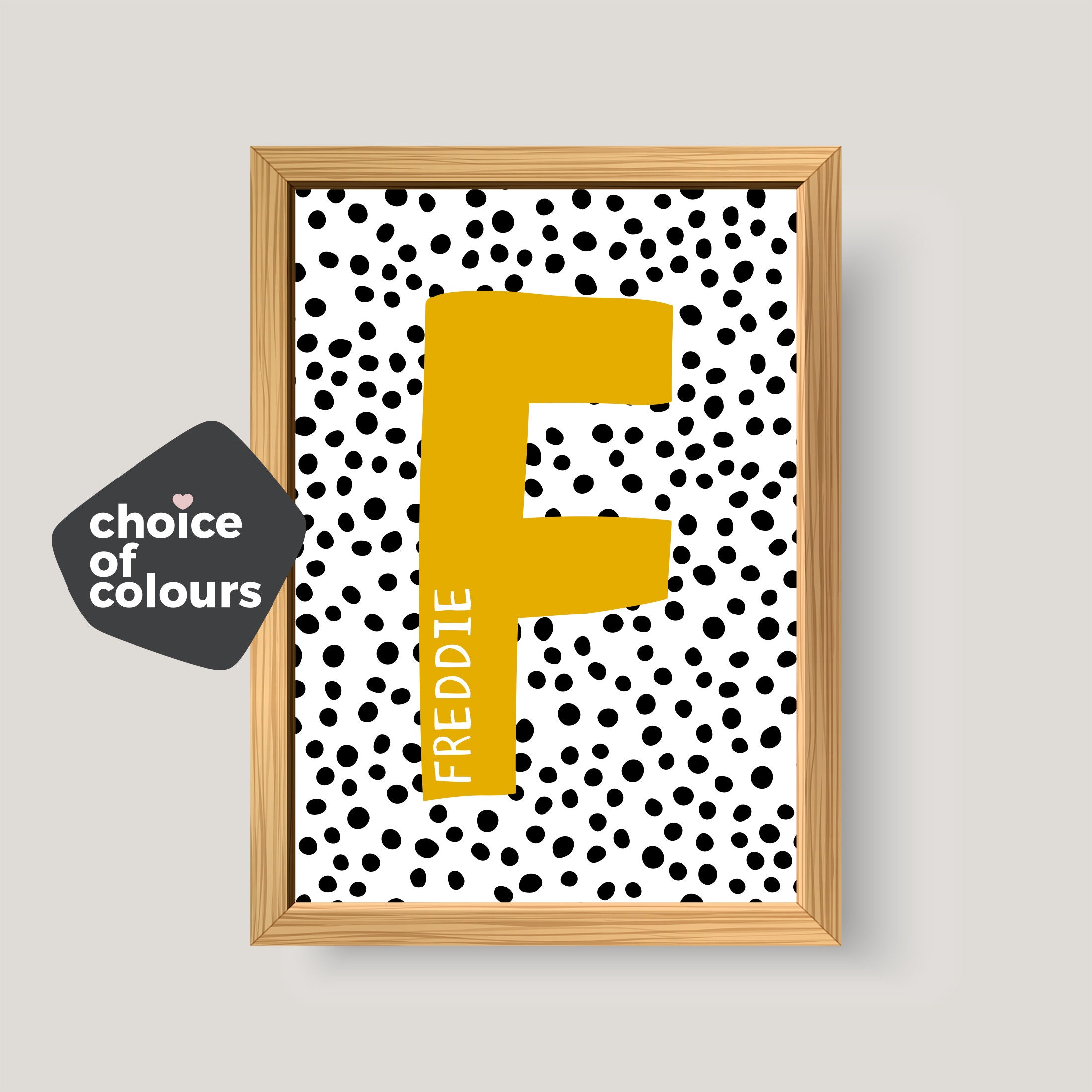 Mustard Personalised Initial Name Print Art Poster Etsy