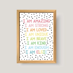 PASTEL Positive Affirmation - Motivation - Rainbow Polka Dot - Kids Print, Kids Poster, Children Print, Children Poster