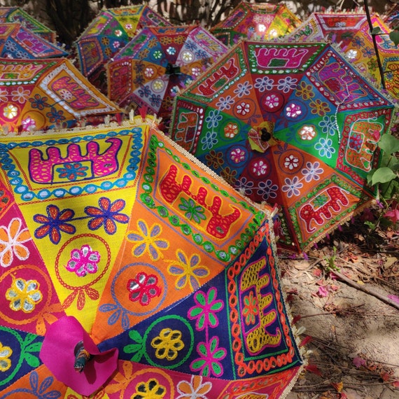 5 Pcs Lot Indian Ethnic Designed Parasols Indian Wedding Etsy