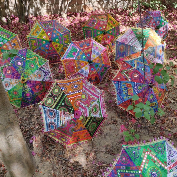 20 Pcs Lot Indian Multi Designed Parasols Indian Wedding Etsy