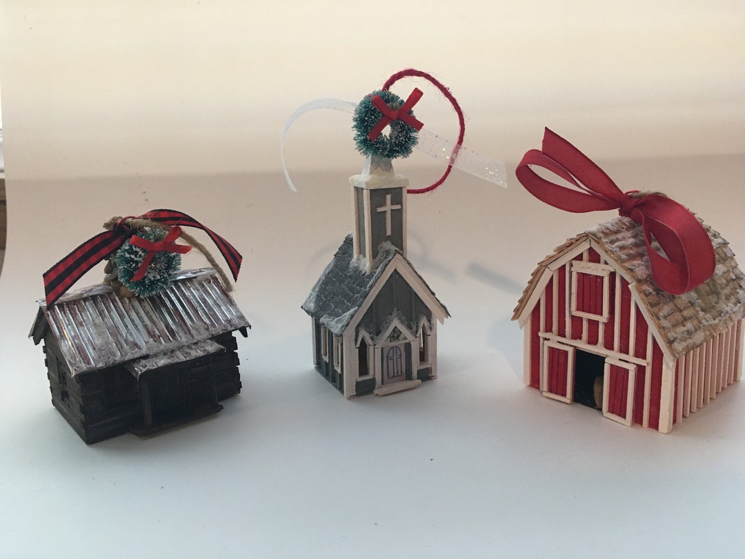 Miniature Balsa Wood Christmas Ornaments Etsy