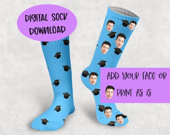 Socken Vorlage Digital Design, Socken Sublimation, Abschlussmütze Socken, Socken PNG