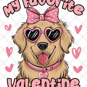 Golden Retriever Valentine Cartoon, My Favorite Valentine, Cute Dog PNG, Pet Valentine,  Funny Valentine, Dog Lover