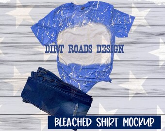 Bleached Shirt Mockup, Royal Blue Heather Bleached Shirt Mockup