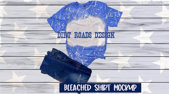 Bleached Shirt Mockup, Royal Blue Heather Bleached Shirt Mockup