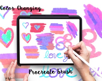 Procreate Brush, Lettering Brush, Color Changing Brush, Brush For Procreate, Soft Blend Brush