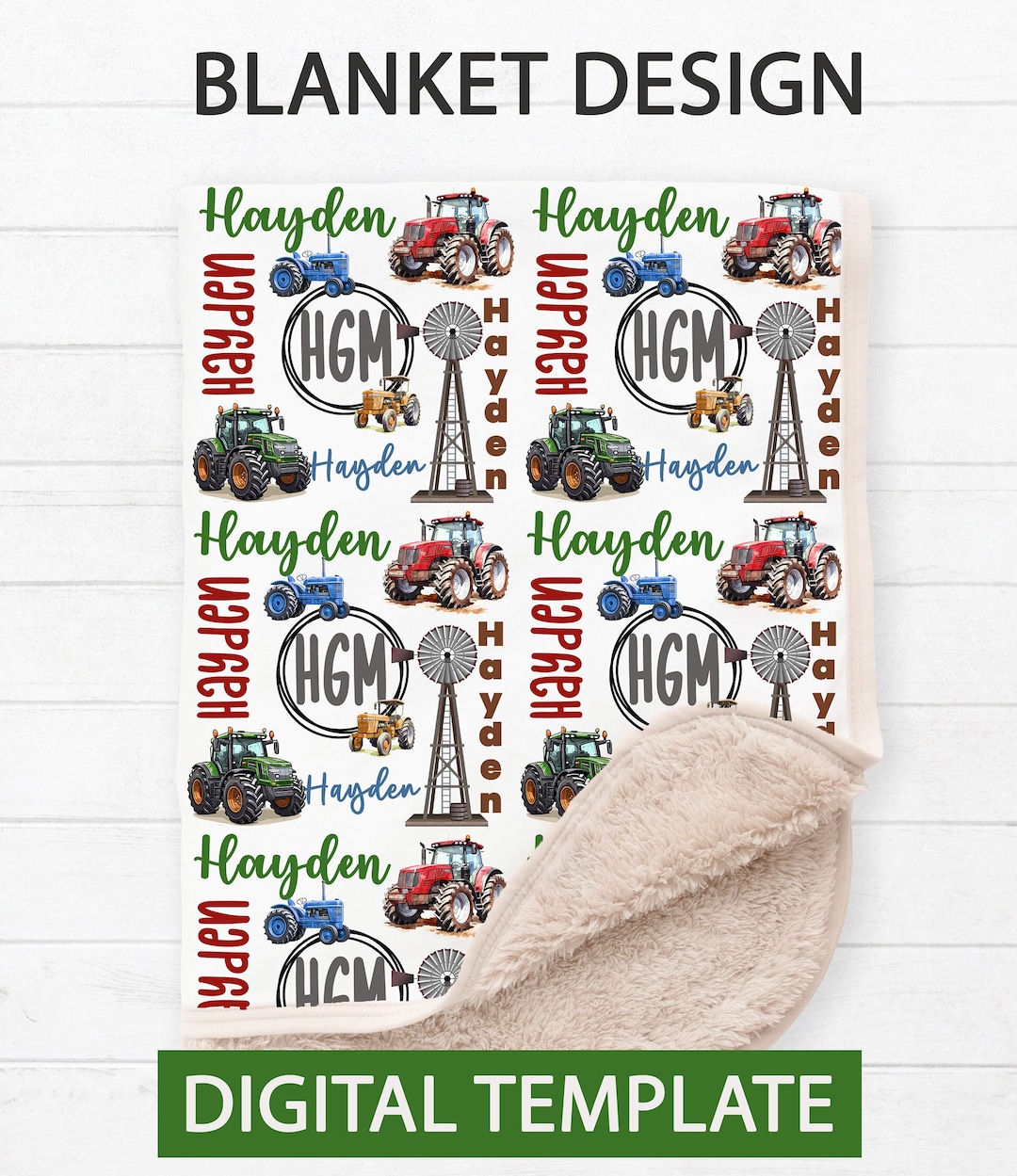Baby Blanket Template, Sublimation Blanket Design, Customizable Name