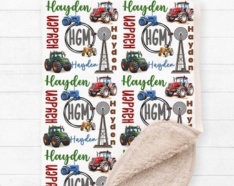 Baby Blanket Template, Sublimation Blanket Design, Customizable Name Blanket, Tractor Blanket Template, Boy Blanket