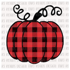 Red Buffalo Plaid Pumpkin, Fall, Thanksgiving Pumpkin, Pumpkin PNG Design, Digital Download, Pumpkin Clipart