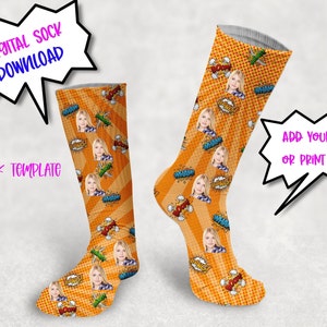Sock Template, Sock Sublimation, Comic Book Halftones, Sock PNG, DIY Socks