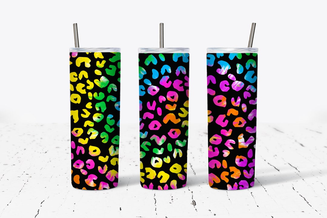 Tie Dye Leopard Print Tumbler Wrap, 20 Oz Skinny Tumbler Design for ...