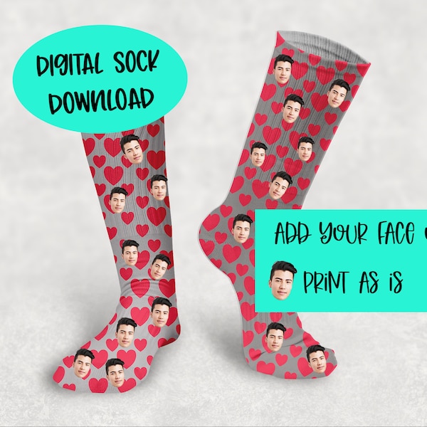 Sock Template, Sock Sublimation Digital Download, Pink and Gray Heart socks, sock png