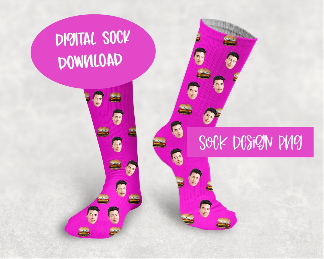 Sock Template, Sock Sublimation Design, Cheeseburger Socks PNG, Sock ...