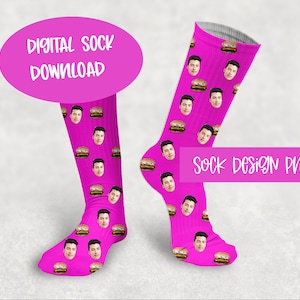 Sock Template, Sock Sublimation Design, Cheeseburger Socks PNG, Sock PNG