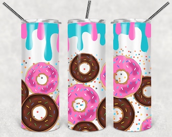 Skinny Tumbler wrap 20 oz PNG Tumbler design Gift Christmas Digital download Donuts dunkin donut She wants the D Coffee PNG