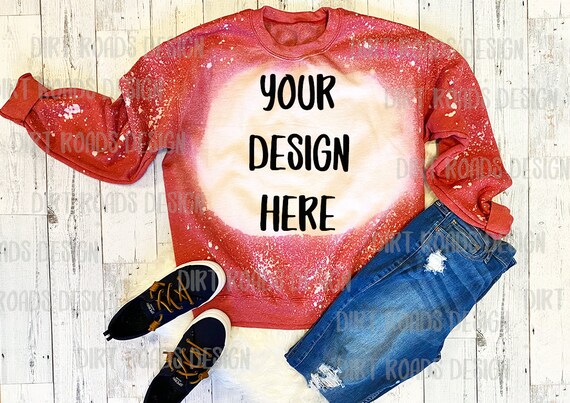 Red sweatshirt bleached sale