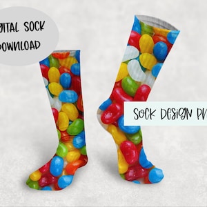 Sock Template, Sock Sublimation Design, Candy Socks PNG, Sock PNG