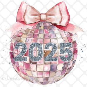 2025 Bola de discoteca, Glitter, Brilho, Laço coquete, Brilho rosa, PNG