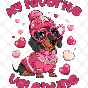 Dachshund Valentine Cartoon, My Favorite Valentine, Cute Dog PNG, Pet Valentine,  Funny Valentine, Dog Lover