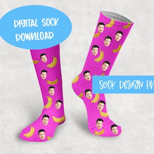 Sock Template, Sock Sublimation Design, Banana Socks, Sock PNG