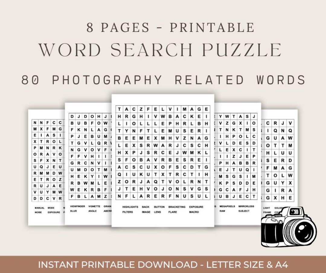 Photography Word Search Game | Printable | Photography Activity ...