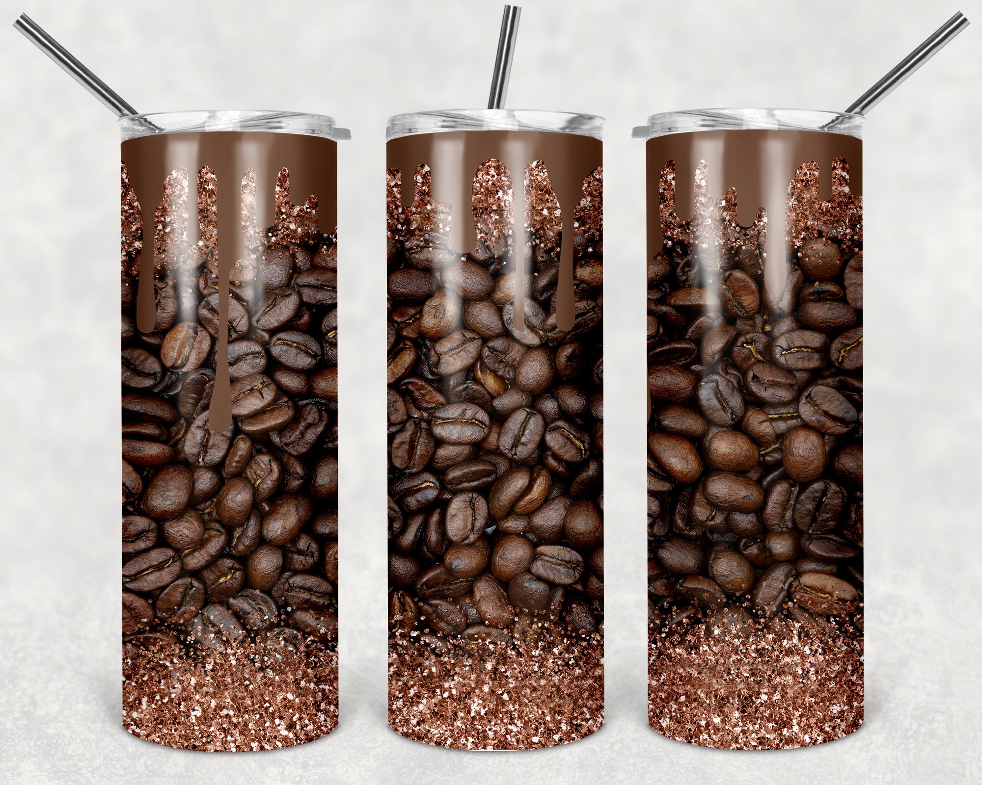 Coffee Bean and Glitter Tumbler20 Oz Skinny Tumbler Etsy