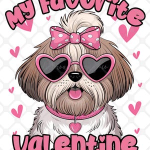Shih Tzu Dog Valentine Cartoon, My Favorite Valentine, Cute Dog PNG, Pet Valentine, Funny Valentine, Dog Lover