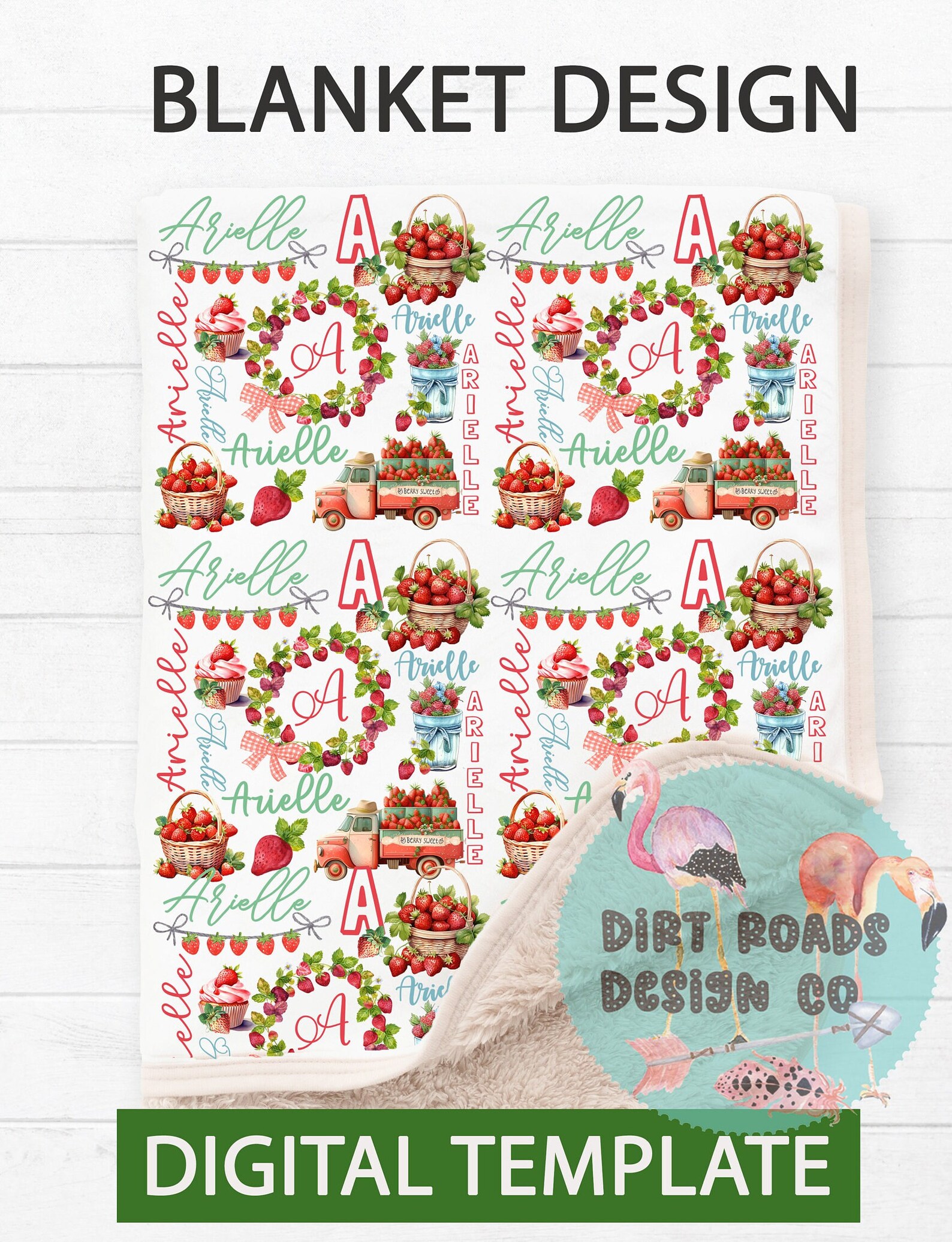 Baby Blanket Template, Sublimation Blanket Design, Customizable Name