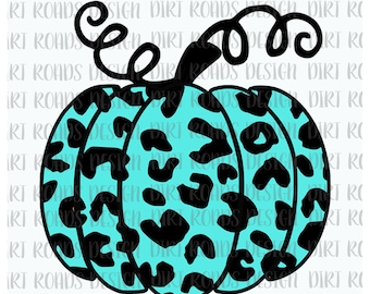 Leopard Kürbis, Türkis Leopard Print Sublimation Design sofortiger Download, Kürbis PNG Design PNG, digitaler Download, Clipart