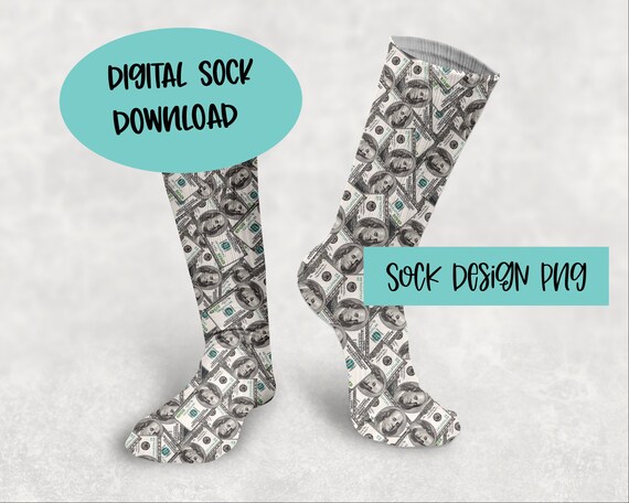 Download Sock Template Sock Sublimation 100 dollar bill socks money ...